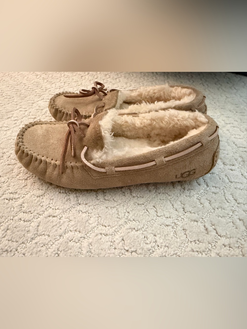 UGG Women's Moccasin Slippers in Light Brown with Cream Lining
